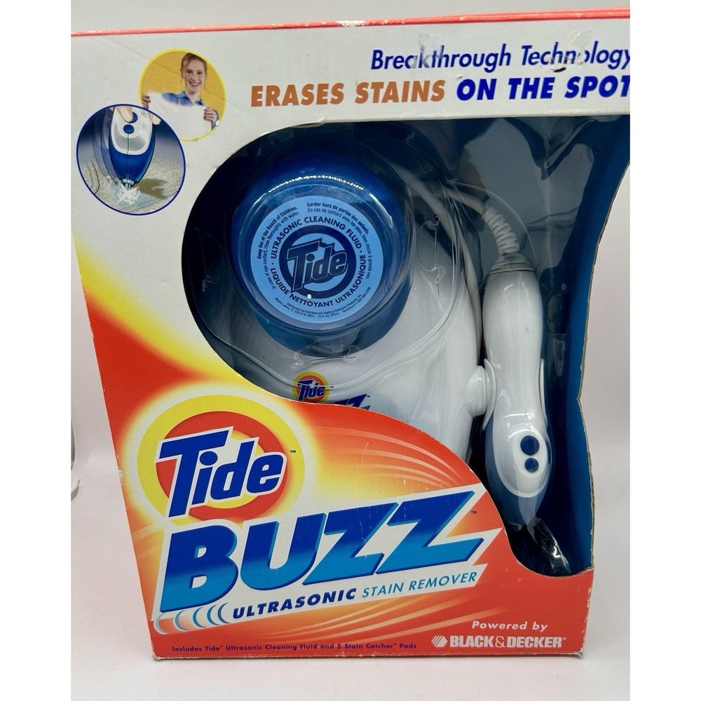 Vintage Tide Buzz Ultrasonic Stain Remover Kit Cleaning New Discontinued